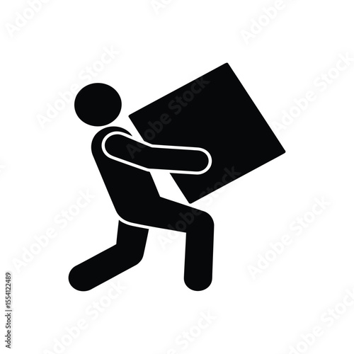 Person Lifting Heavy Box - Manual Labor Moving Icon