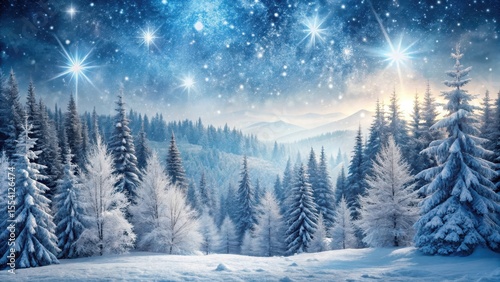 Wallpaper Mural Frosty forest landscape with snow-covered trees and intricate snowflakes gently falling on the branches Torontodigital.ca