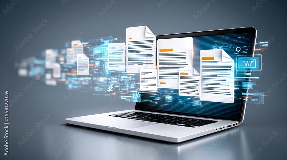 Digital document management system office image virtual space front view modern technology Digital document management system office image virtual space front view modern technology