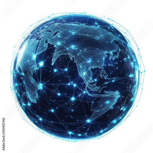 Global Network Connections Digital World Technology isolated on a transparent background