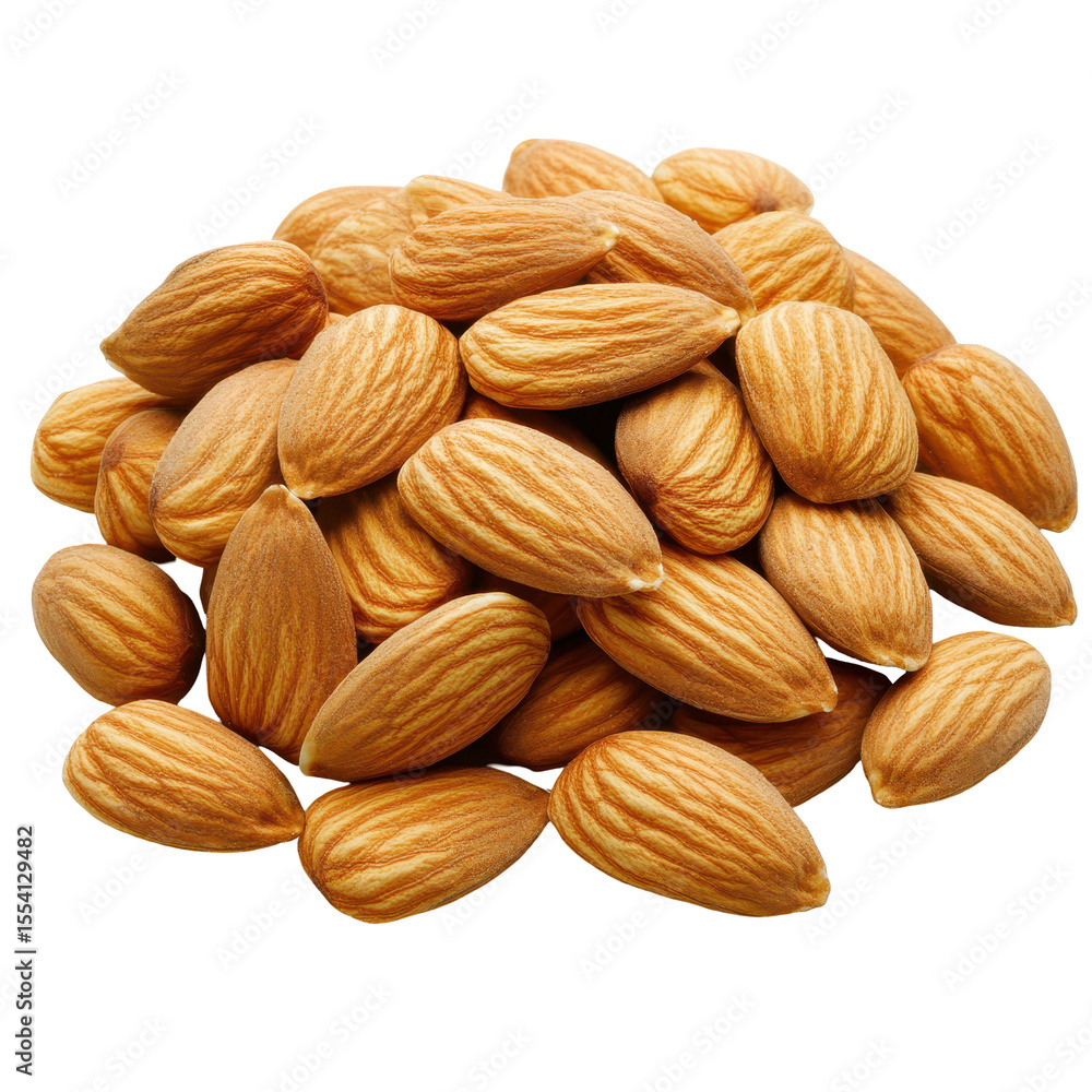 A Pile of Almonds Healthy Snack Food Nuts isolated on a transparent background A Pile of Almonds Healthy Snack Food Nuts isolated on a transparent background