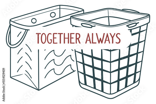 Clean vector design of a laundry hamper with decorative elements
