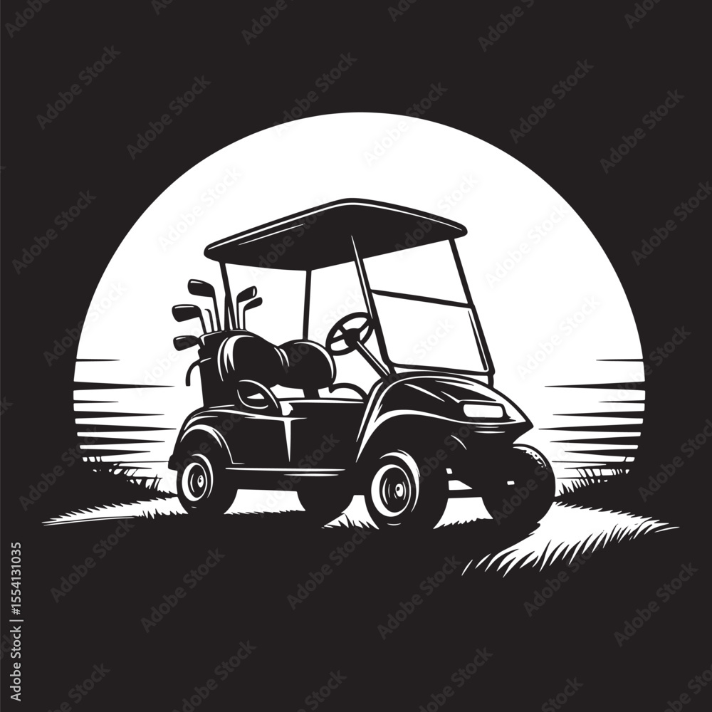 Fototapeta premium golf car silhouette transparent background illustration premium quality