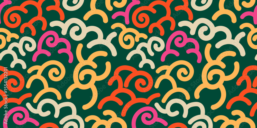 Fototapeta premium Retro Green and Orange Abstract Pattern