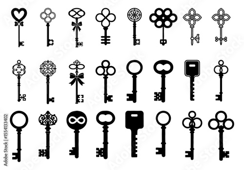 Vintage Ornate Skeleton Key Vector Illustration – Retro Decorative Design Element
