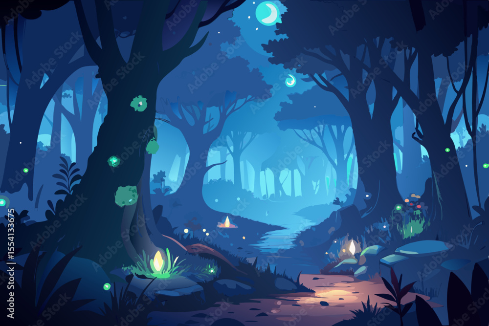 Enchanted Forest at Night stylized illustration mystical forest night with glowing flora and moonlight fantasy forest night forest enchanted forest magical forest glowing plants moonlight Enchanted Forest at Night stylized illustration mystical forest night with glowing flora and moonlight fantasy forest night forest enchanted forest magical forest glowing plants moonlight
