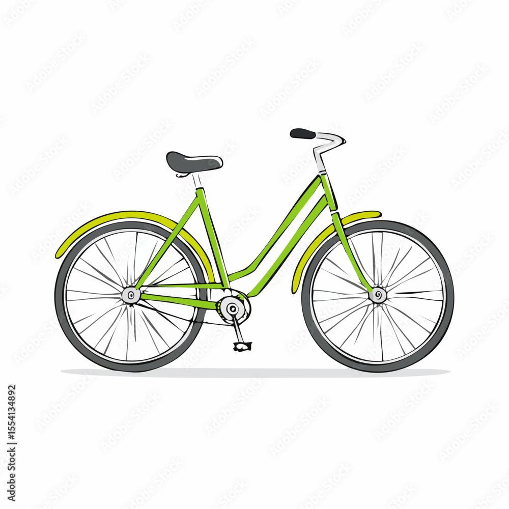 Fototapeta premium hand-drawn bicycle outline with imperfect wheels and irregular spokes in ink-black and gray