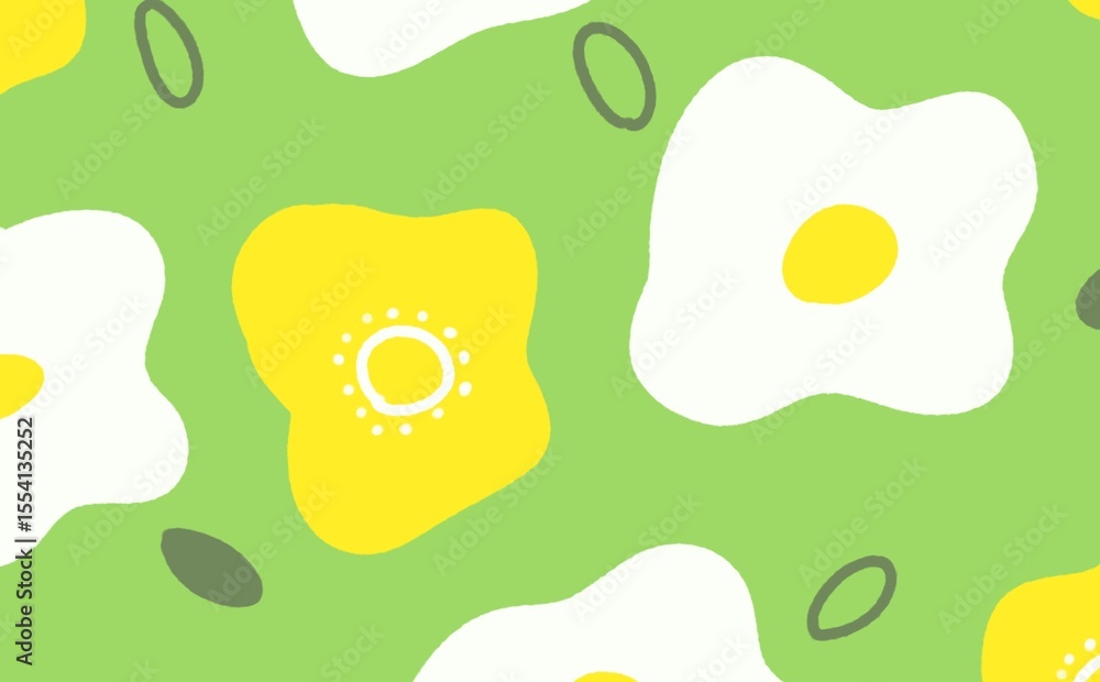 黄緑のゆるいお花の背景 黄緑のゆるいお花の背景