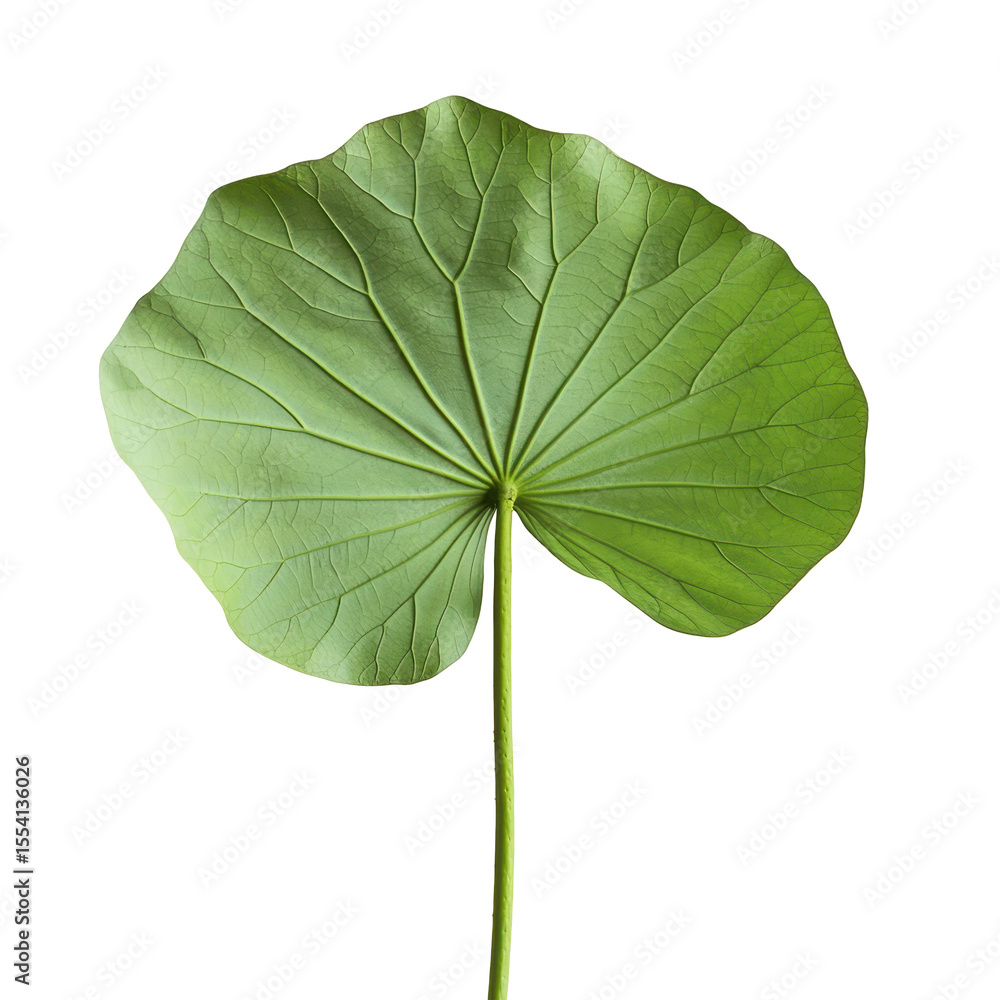 Fototapeta premium Single Lotus Leaf on Black Background Botanical Beauty Nature Photography Green Leaf isolated on a transparent background