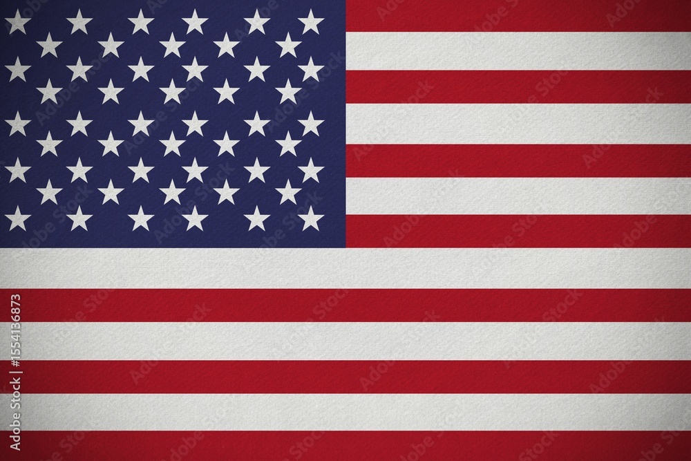 Fototapeta premium United States flag is filling entire frame in flat design, with thirteen stripes and fifty stars