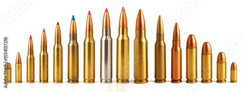 Bullet Size Comparison Lineup isolated on white background