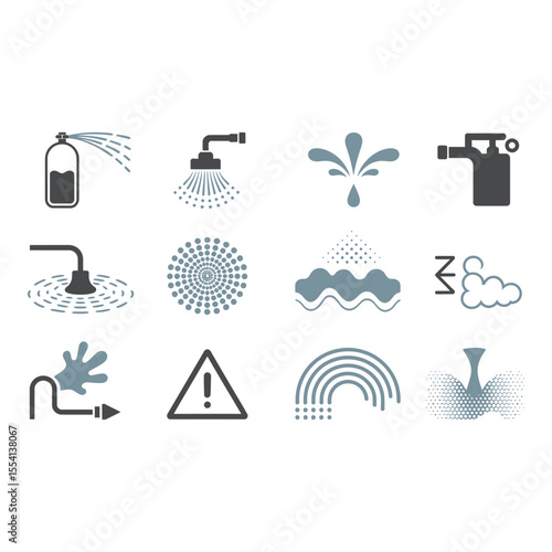 Various water and weather related icons isolated on white background