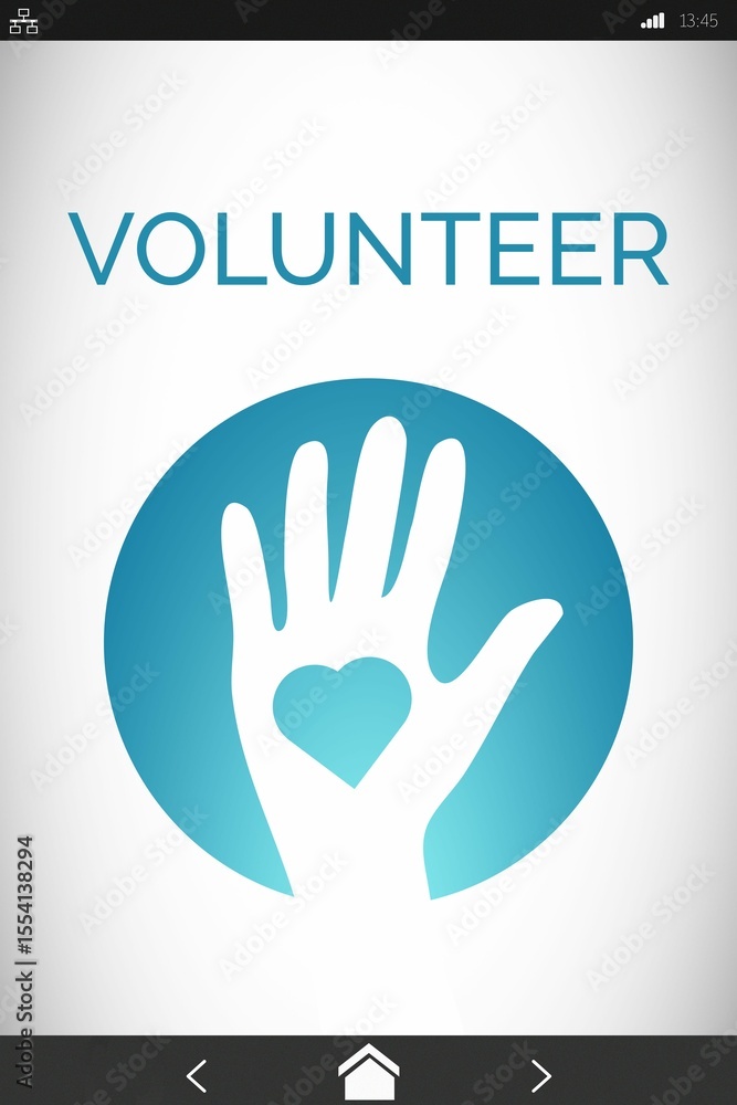 Obraz premium Digitally composite image of Volunteer text with icons