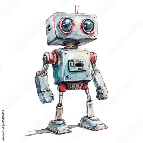 watercolor of Autonomous Robot, vector, isolated on a white background.