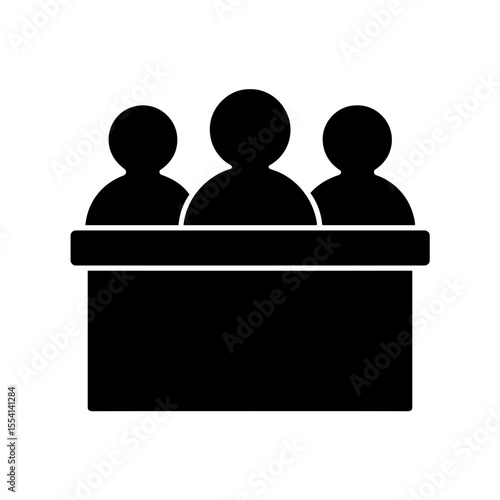 Jury panel icon representing trial decision by group of people – filled version