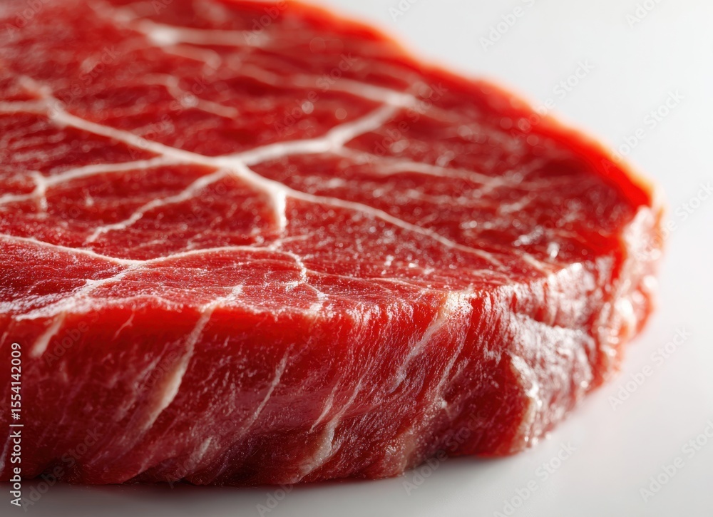 Fototapeta premium raw beef marbling texture top view on white background
