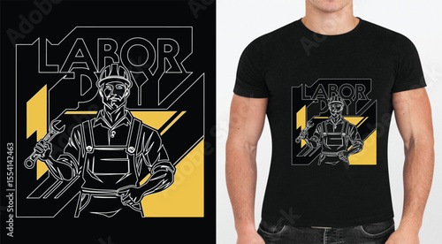 Labor Day T Shirt Design Featuring a Construction Worker with a Wrench