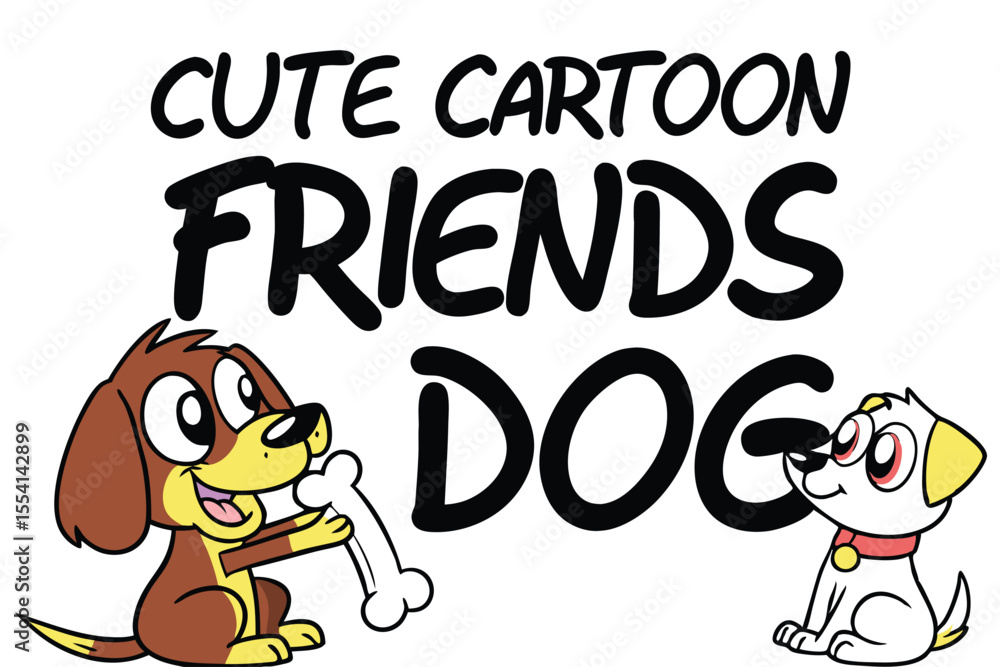 Charming cartoon dog illustration with bold sans serif text Charming cartoon dog illustration with bold sans serif text