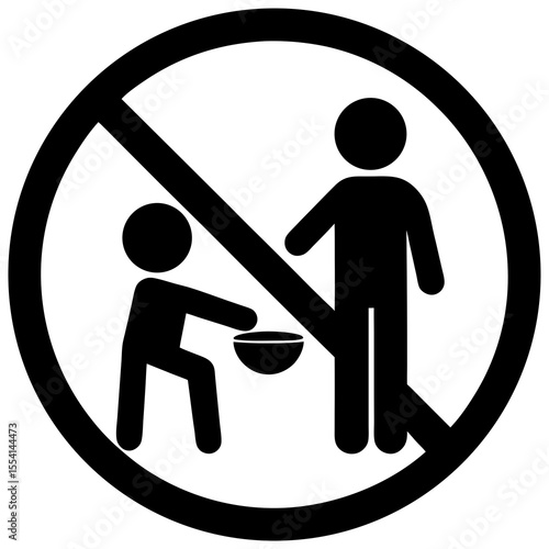 Black and White Minimalist No Alms Giving Icon Symbol