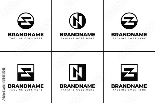 Letter S N Z Circle and Square Logo, symbolizing excellence, ambition, and standout identity