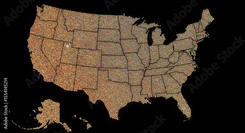 Glittering Mosaic Map of the United States, a dazzling display of state boundaries.