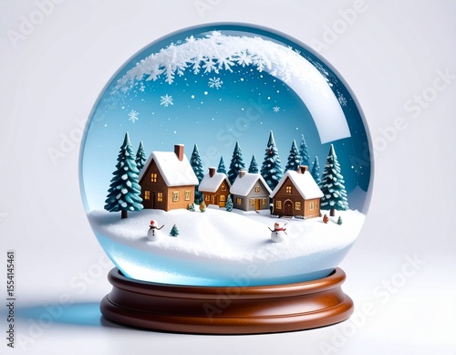 Snow globe with miniature village scene inside