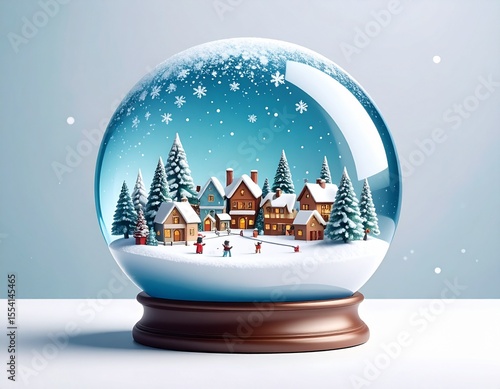 Snow globe with miniature village scene inside