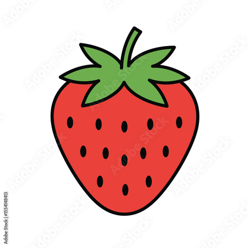 Fresh, ripe red strawberry with a green leaf, juicy and sweet, isolated on a white background