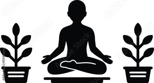 Zen Meditation with Plants - Mindful Relaxation Silhouette