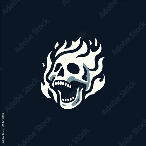 Skull screaming fire logo