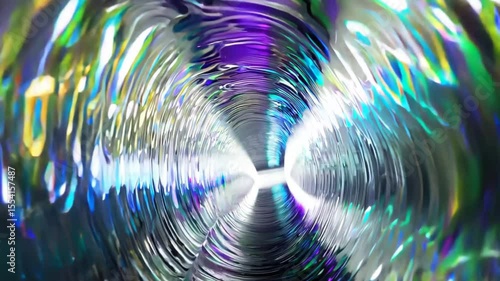 Wallpaper Mural Hypnotic tunnel of reflective metallic light with iridescent waves and chromatic swirls forming a vortex. Concept of perception, speed and digital space Torontodigital.ca