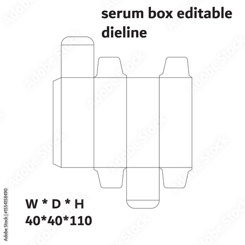 Dropper Serum Box Dieline – 40×40×110 mm Editable Packaging Design