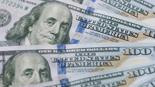 Slika na platnu A collection featuring various United States Hundred Dollar Bills and related no