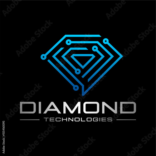 modern diamond technology icon vector logo design. circuit diamond logo design
