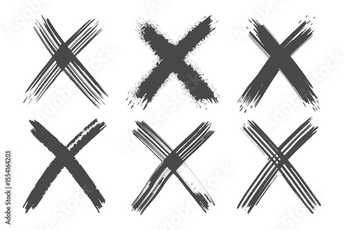 Expressive Mark of Rejection: a collection of meticulously drawn X marks. Each mark, in varying styles and textures, stands as a bold symbol of negation.