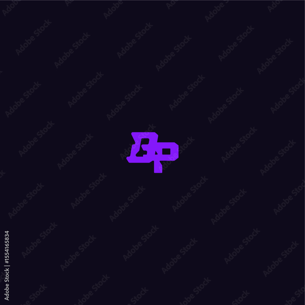 Obraz premium with bold monogram style cool and sporty design BP techno sport logo letter