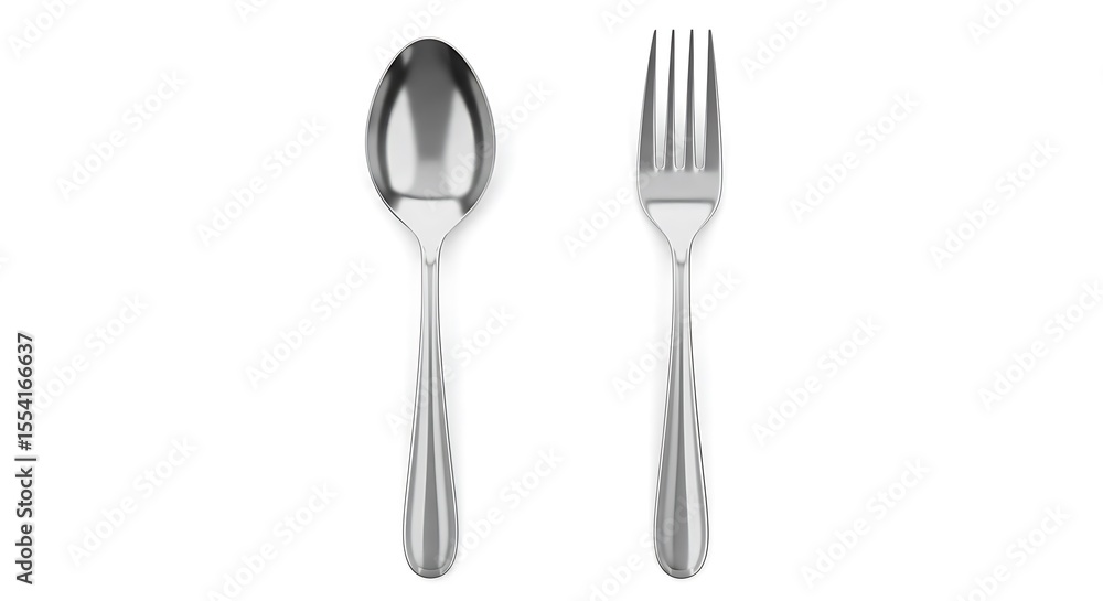 Silverware Still Life: Spoon and Fork on White Silverware Still Life: Spoon and Fork on White