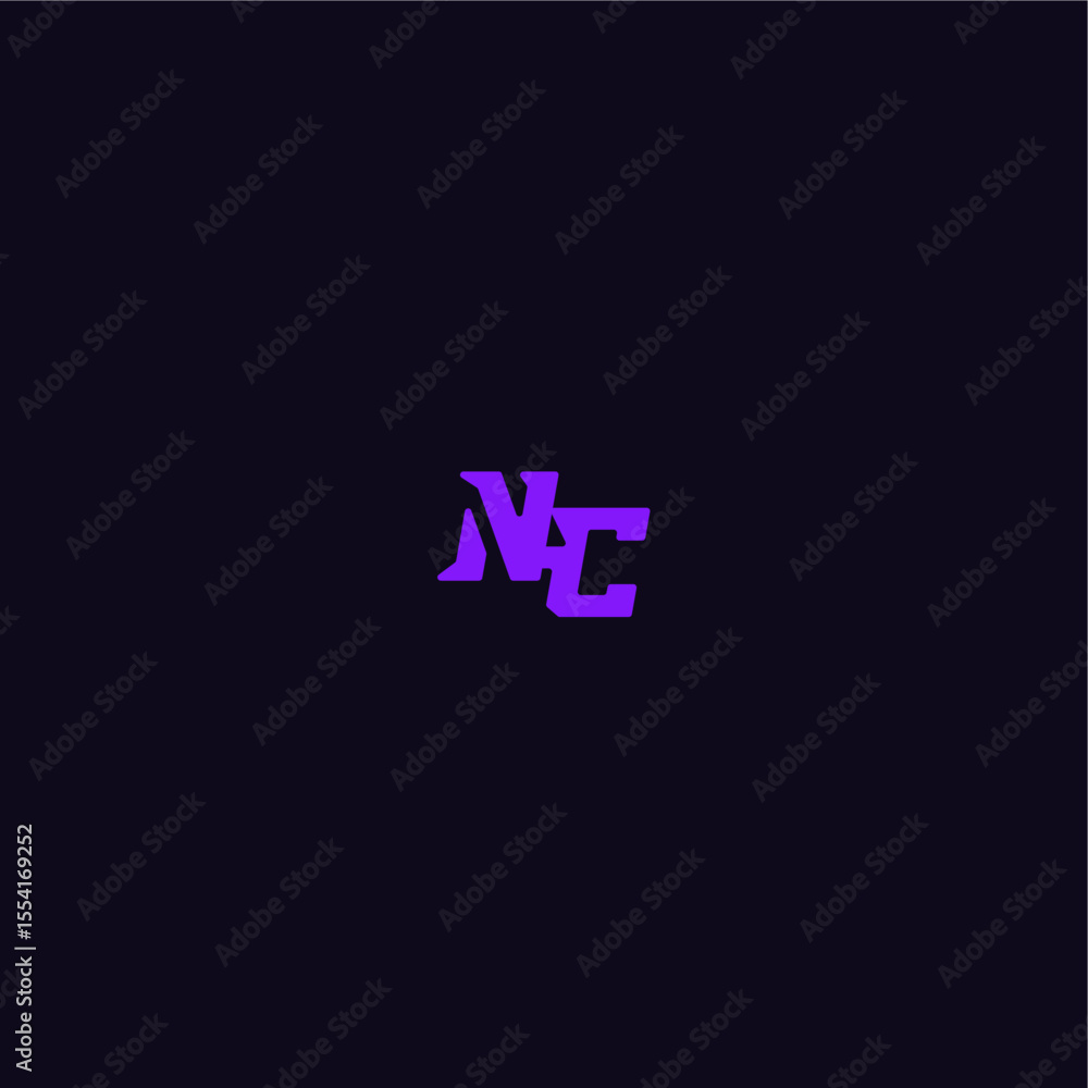 with bold monogram style cool and sporty design NC techno sport logo letter with bold monogram style cool and sporty design NC techno sport logo letter