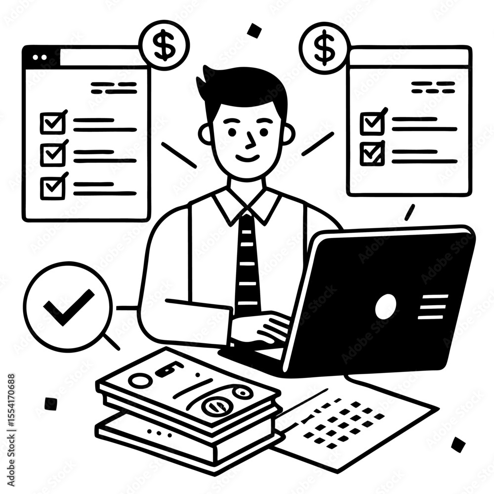 Online Invoice Validation and Payment System Illustration Online Invoice Validation and Payment System Illustration