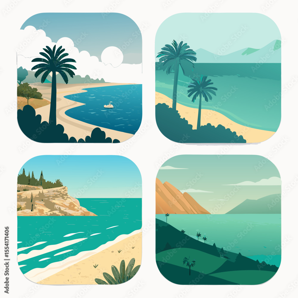 Obraz premium set of beach icons