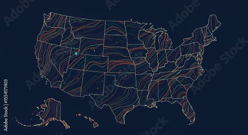Vibrant Topographical Map of the United States, a Striking Visual Representation