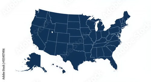 Deep Blue United States Map: A Detailed View of All 50 States
