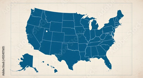 Vintage-Style US Map: A Detailed Geographical Chart of the United States