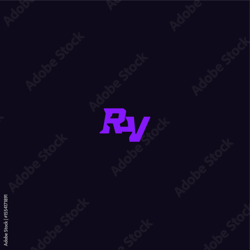 with bold monogram style cool and sporty design RV techno sport logo letter