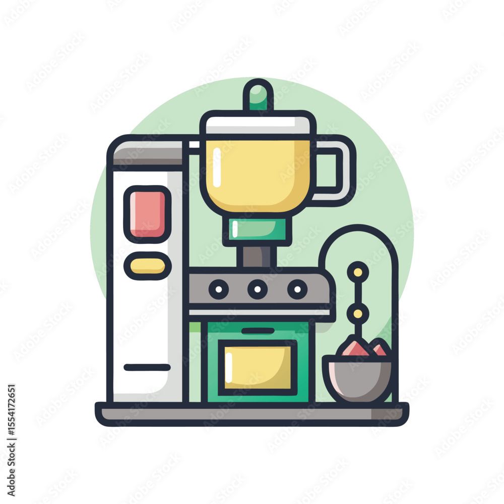 Naklejka premium line art home gadget, mug, jug, shovel, mixer machine, icon, logo vector design
