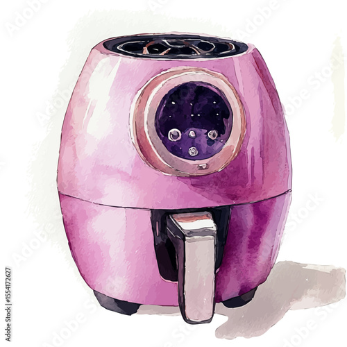 Air Fryer, watercolor vector, isolated on a white background.
