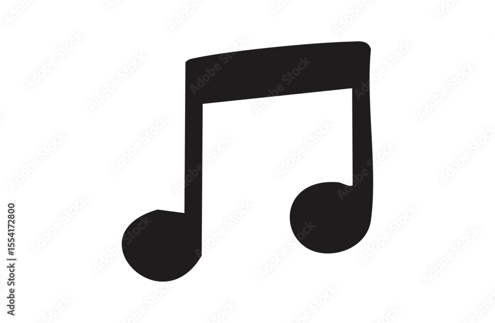 モノクロの音符シルエットデザイン モノクロの音符シルエットデザイン