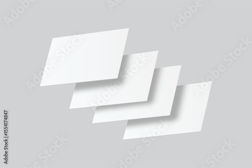 Vector realistic flying business card mockup template isolated. Empty design for presentation branding, corporate, gift card, play card, game card, note cards, greeting card, invitation, credit card