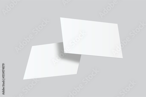 Vector realistic flying business card mockup template isolated. Empty design for presentation branding, corporate, gift card, play card, game card, note cards, greeting card, invitation, credit card