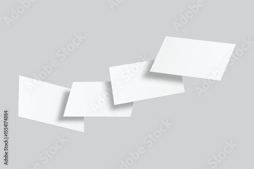 Vector realistic flying business card mockup template isolated. Empty design for presentation branding, corporate, gift card, play card, game card, note cards, greeting card, invitation, credit card